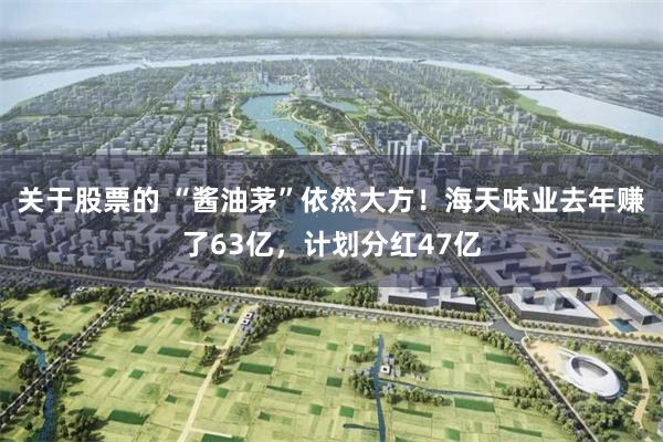 关于股票的 “酱油茅”依然大方！海天味业去年赚了63亿，计划分红47亿
